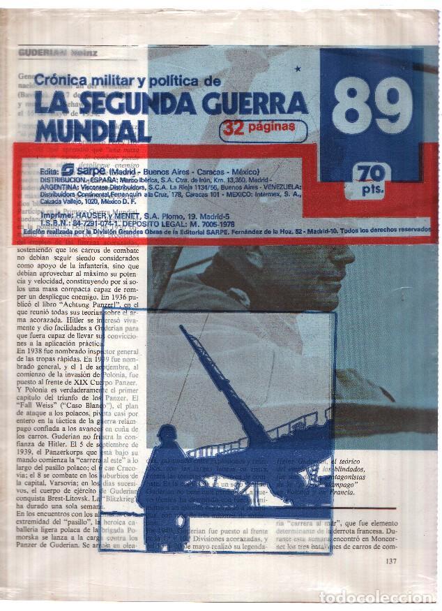 Postales: Fasciculo: Cronica Militar y Politica de LA SEGUNDA GUERRA MUNDIAL: Numero 089 (Sarpe 1978) - VARIOS