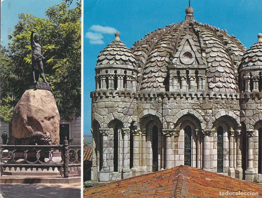 Postais: Postal 61321 : Zamora. Monumento a Viriato y cupula de la Catedral (estado regular) - Varios