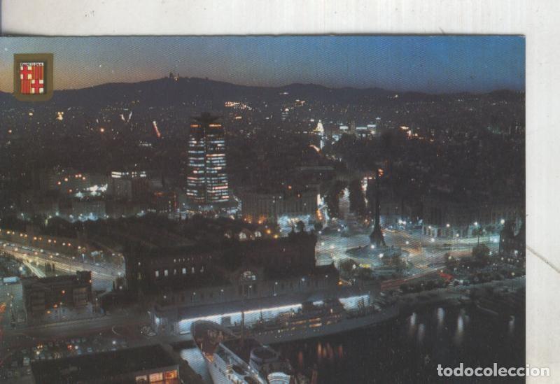 Postales: Postal 5411 : Vista nocturna de Barcelona con el puerto en primer plano - Varios