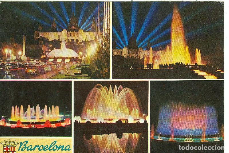 Cartoline: Postal 6094 : Vista nocturna de la fuente de Montjuich de Barcelona - Varios