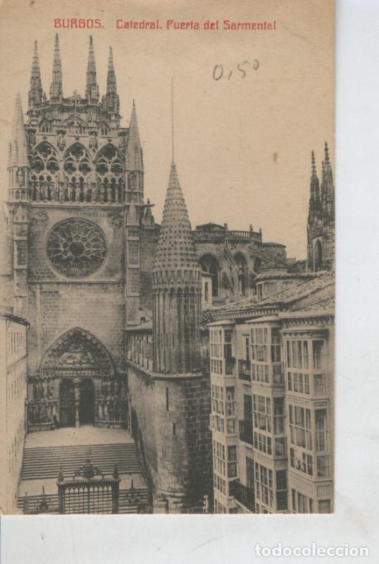 Postales: Postal B/N 0402 : Burgos, La Catedral, puerta del Sarmental - Varios