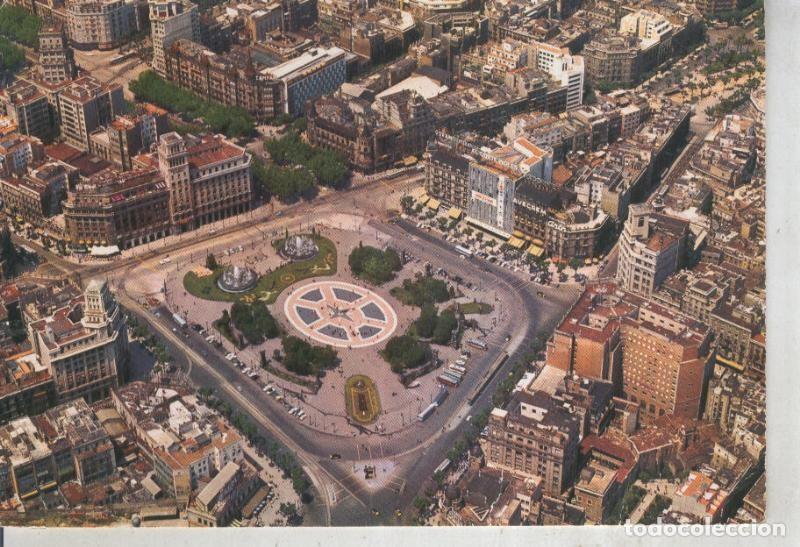 Cartes Postales: Postal 011981: Vista aera de la plaza catalu&ntilde;a en Barcelona - Varios
