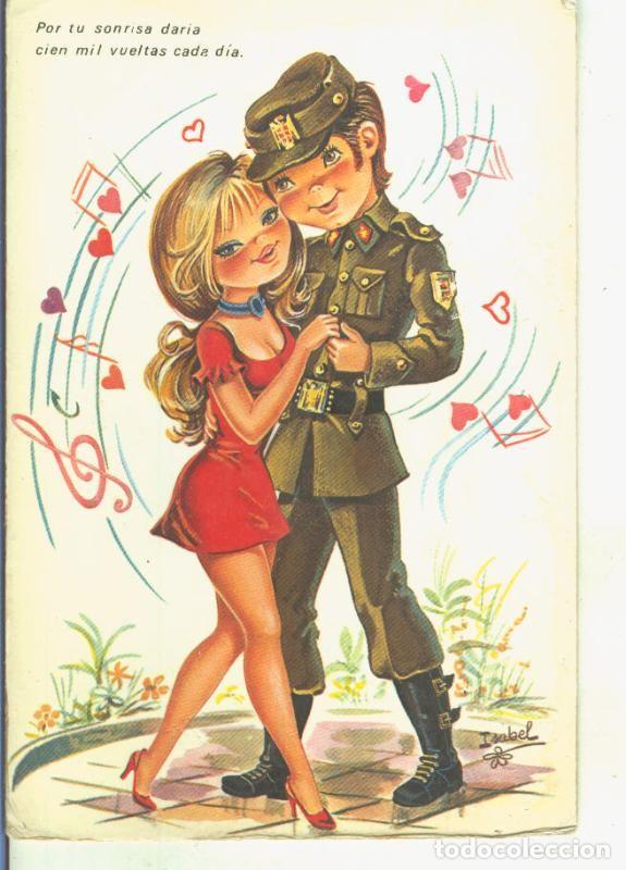 Cartoline: Postal 015024: Soldado con su novia ilustrado por Isabel - Varios