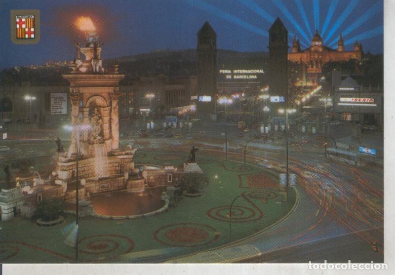 Postkarten: Postal 015912: Vista nocturna de la plaza espa&ntilde;a y montjuich e Barcelona - Varios