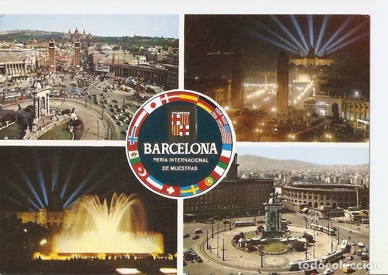 Postcards: Postal 022532 : Vistas Feria de Muestras, Fuente Monumental de Montjuic, Plaza Espa&ntilde;a (Barcelona) -