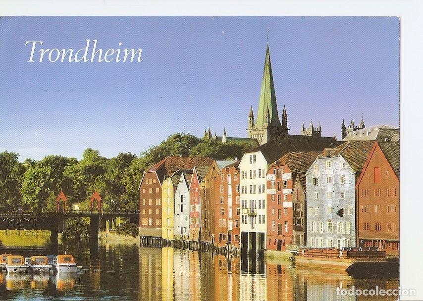 Postais: Postal 027523 : Trondheim. Bryggene ved Nidelven, Norway. Some of the old warehouses at river Nidelv