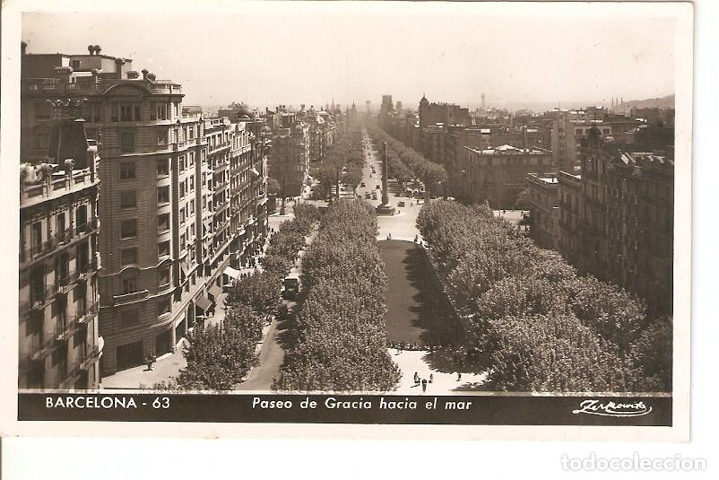 Postkarten: Postal 027487 : Barcelona - 63, Paseo de Gracia hacia el mar - Varios
