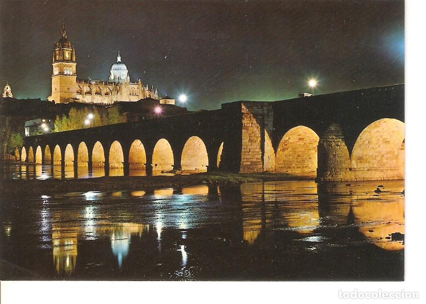 Postais: Postal 023486 : Catedral y puente romano de noche Salamanca - Varios