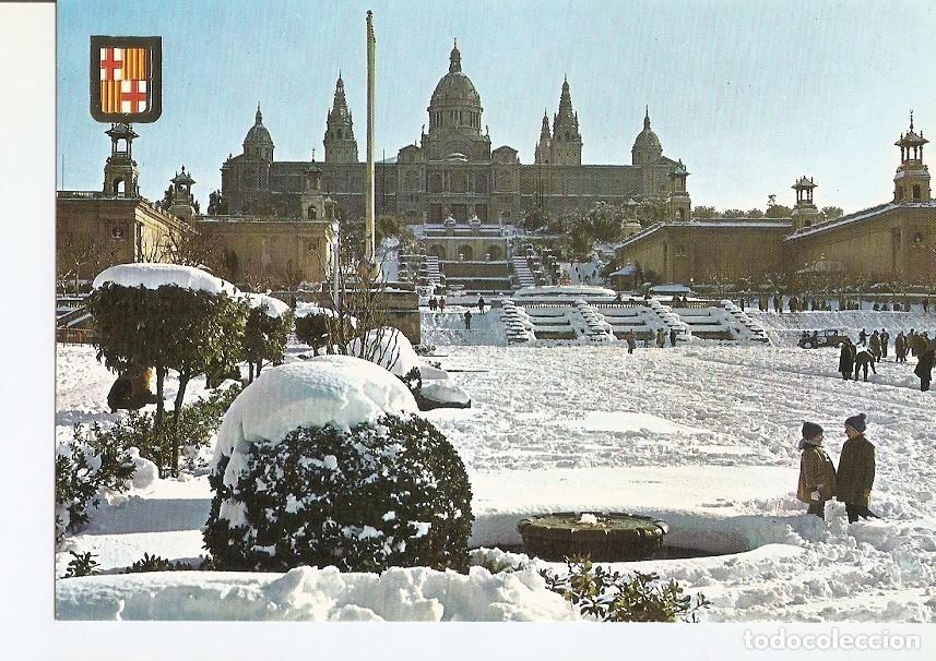 Postais: Postal 024523 : Fuente Monumental y Palacio Nacional de Montjuich. Barcelona. Nevada - Varios