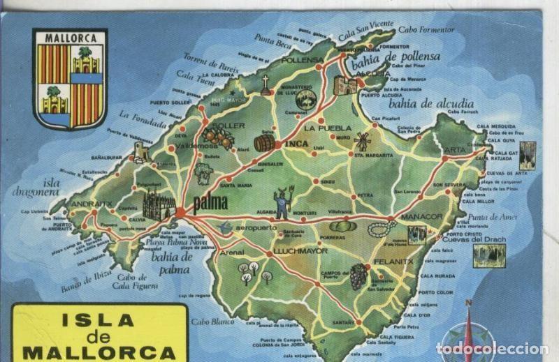 Postales: Postal 003238: Mallorca: Plano isla - Varios - Foto 1