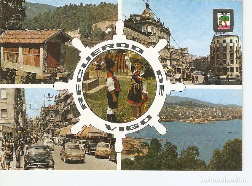 Postais: Postal 030063 : Vigo. Horreo - Puertal del Sol. Pareja tipica. Calle del Principe. Vista panoramica