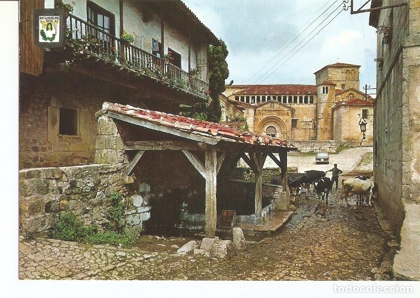 Cartoline: Postal 030028 : Santillana del Mar Calle del Rio al fondo la Colegiata - Varios