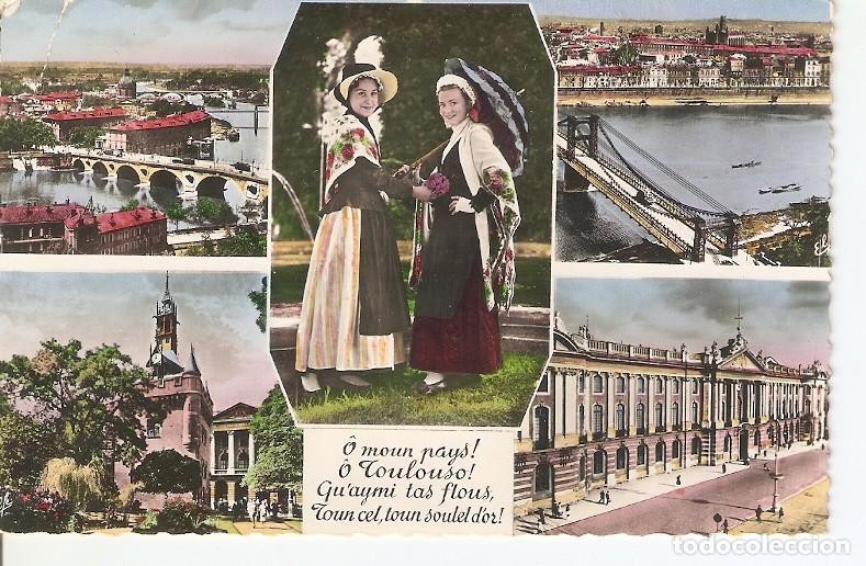 Postais: Postal 032463 : Toulouse La Ville Rose. Les Ponts sur la Garonne. Costumes Toulousains. Le Donjon du