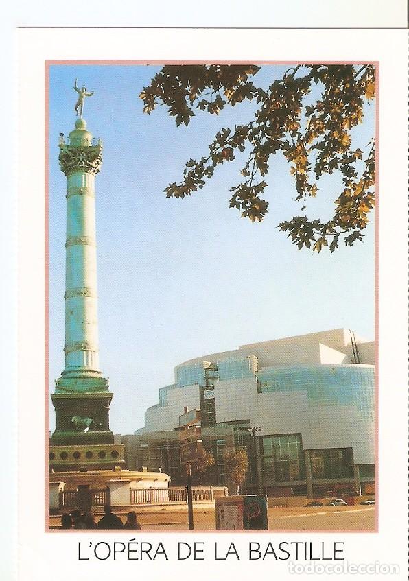 Postcards: Postal 034092 : LOpera de la Bastille. Paris. Plaza de la Carcel Bastille la Opera y la Columna de J