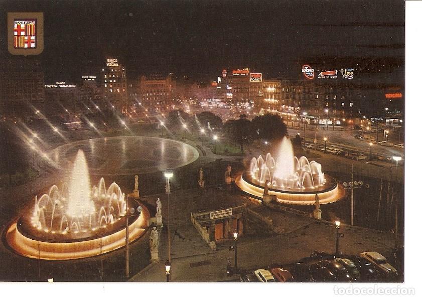 Postkarten: Postal 035275 : Barcelona. Plaza de Catalu&ntilde;a. Vista nocturna - Varios