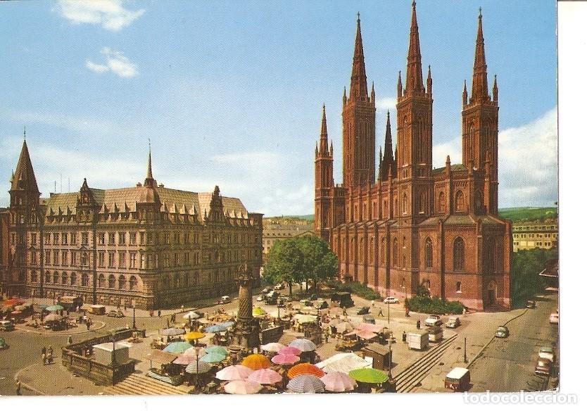 Postkarten: Postal 035639 : Wiesbaden. Markplatz mit Rathaus und Kirche - Varios