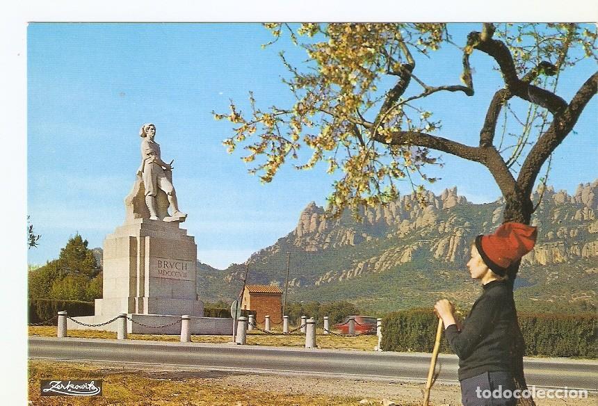 Cartoline: Postal 041800 : Montserrat. Barcelona. Monumento al Timbaler del Bruch y la monta&ntilde;a al fondo - Vario