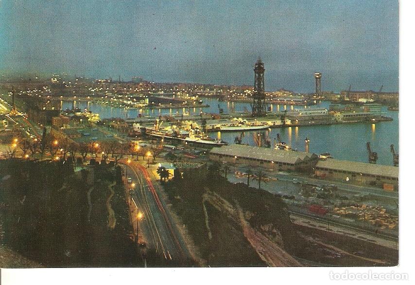 Cartoline: Postal 042728 : Barcelona. Vista nocturna del Puerto desde Miramar - Varios