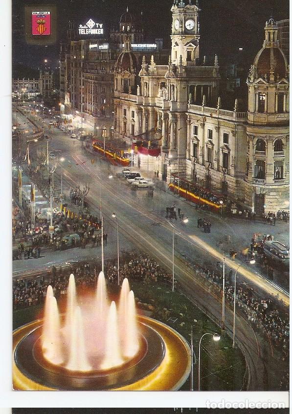 Postales: Postal 045410 : Valencia. Plaza del Caudillo. Vista nocturna - Varios
