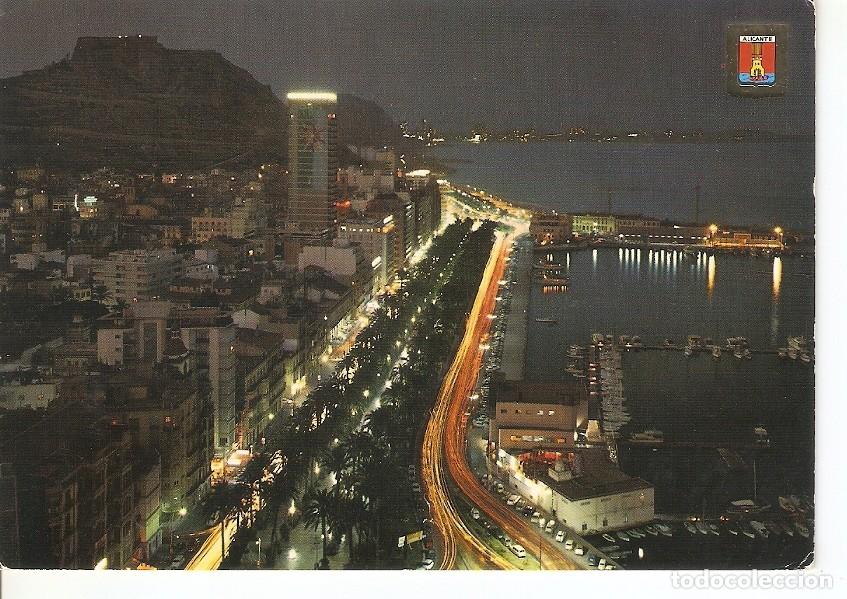 Postais: Postal 045464 : Alicante. Explanada y Puerto. Vista nocturna - Varios