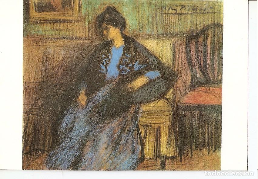 Postkarten: Postal 045626 : Museo Picasso. Barcelona. mujer con manton sentada carboncillo y pastel sobre papel