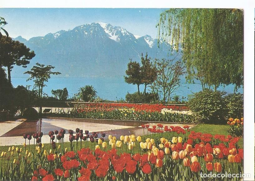 Postkarten: Postal 046037 : Montreux. Flower-beds on Lake front and Grammont - Varios