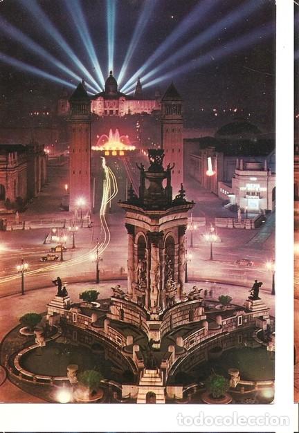 Cartoline: Postal 047538 : Barcelona. Plaza Espa&ntilde;a - Fuente Monumental de noche - Varios
