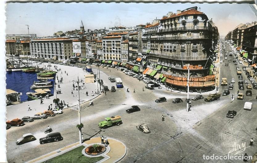 Postkarten: Postal-Postcard 17322: MARSEILLE Marsella - Rue de la Republique et quai du port Foto coloreada - Va