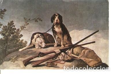 Postcards: Postal 048058 : Museo del Prado. Perros y utiles de caza (carton para tapiz). Goya - Varios