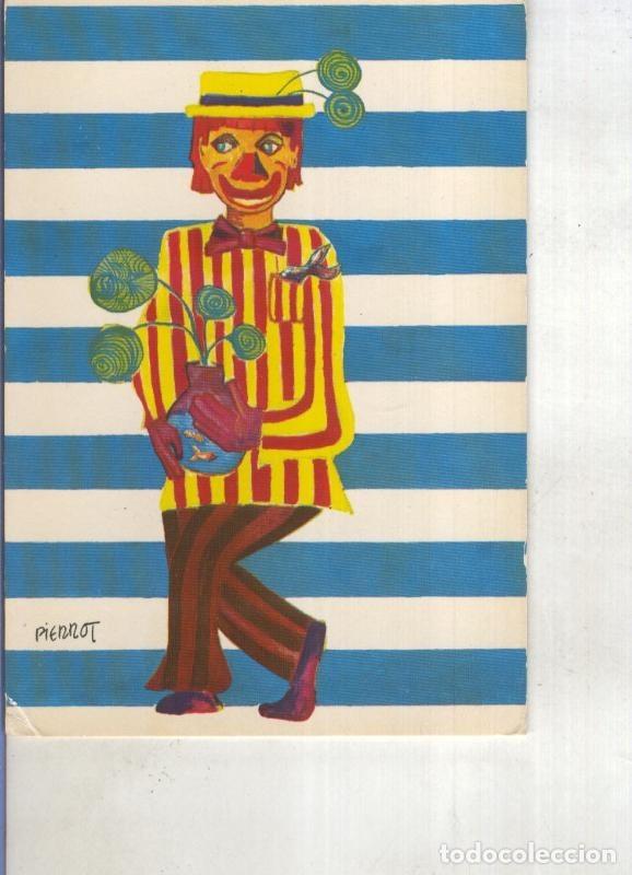 Postales: Postal 015053: Payaso, ilustracion de Pierrot - Varios