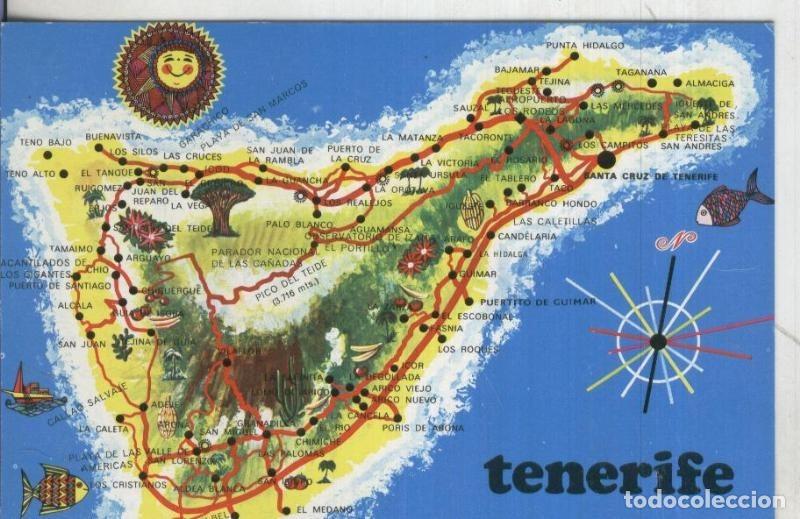 Postales: Postal: Tenerife: Mapa isla - Varios
