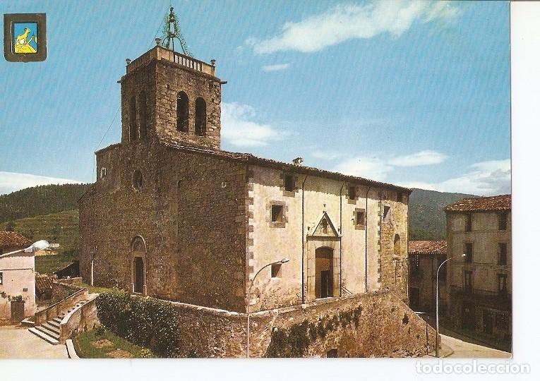 Postales: Postal 048684 : Sant Esteban den Bas (Gerona). Iglesia Parroquial y Plaza del Caudillo - Varios