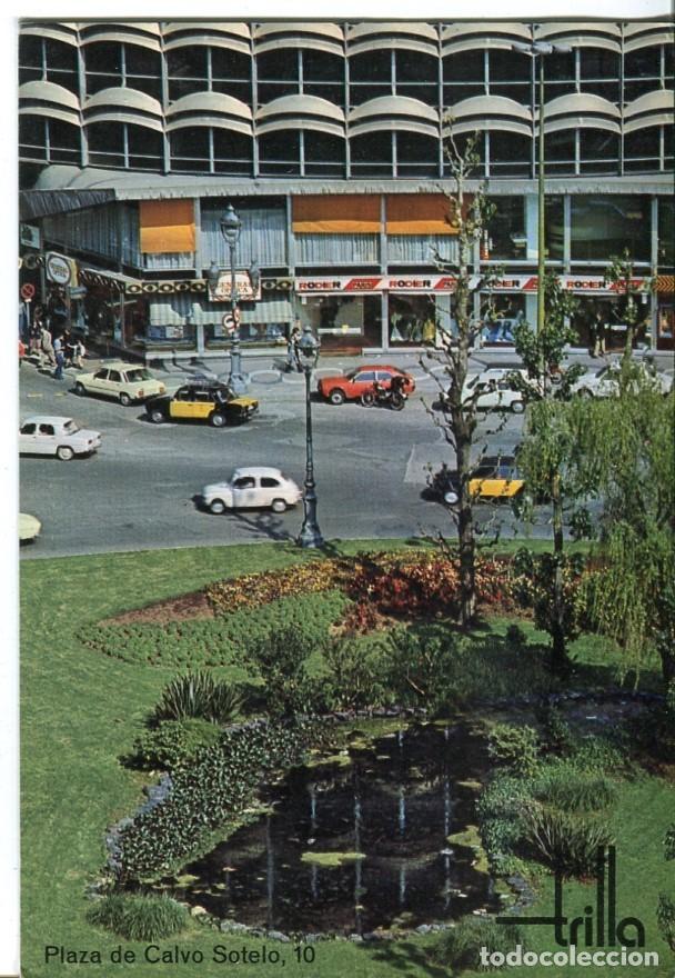 Postales: Postal 016818: BARCELONA Plaza Calvo Sotelo - Postal publicitaria de la tienda de Moda TRILLA - Vari