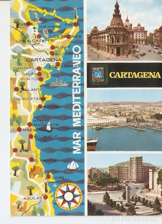 Cartoline: Postal 050022 : Cartagena. Plaza del Caudillo. Puerto. Cruz de los Caidos. Plaza de Espa&ntilde;a - Varios