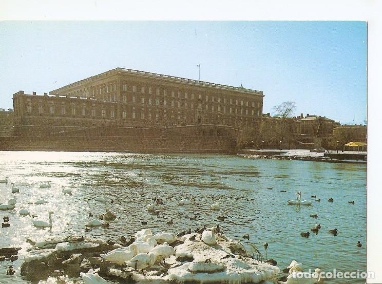 Postkarten: Postal 050105 : Stockholm. The Royal Palace wit the swans winterguests of the capital - Varios