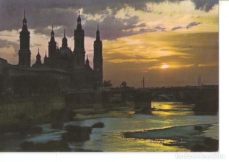 Postales: Postal 048155 : Zaragoza. Puesta de sol en el rio Ebro - Varios