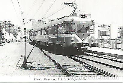 Postales: POSTAL 55197: Electrotren por el paso a nivel Santa Eugenia. Girona 20 abril 1971 - Varios