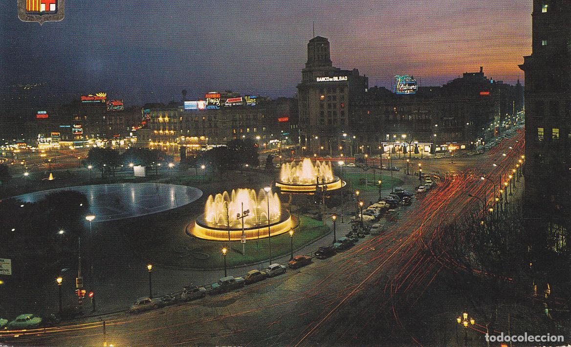 Postkarten: Postal 61151 : Barcelona. Plaza Catalu&ntilde;a. Nocturna - Varios