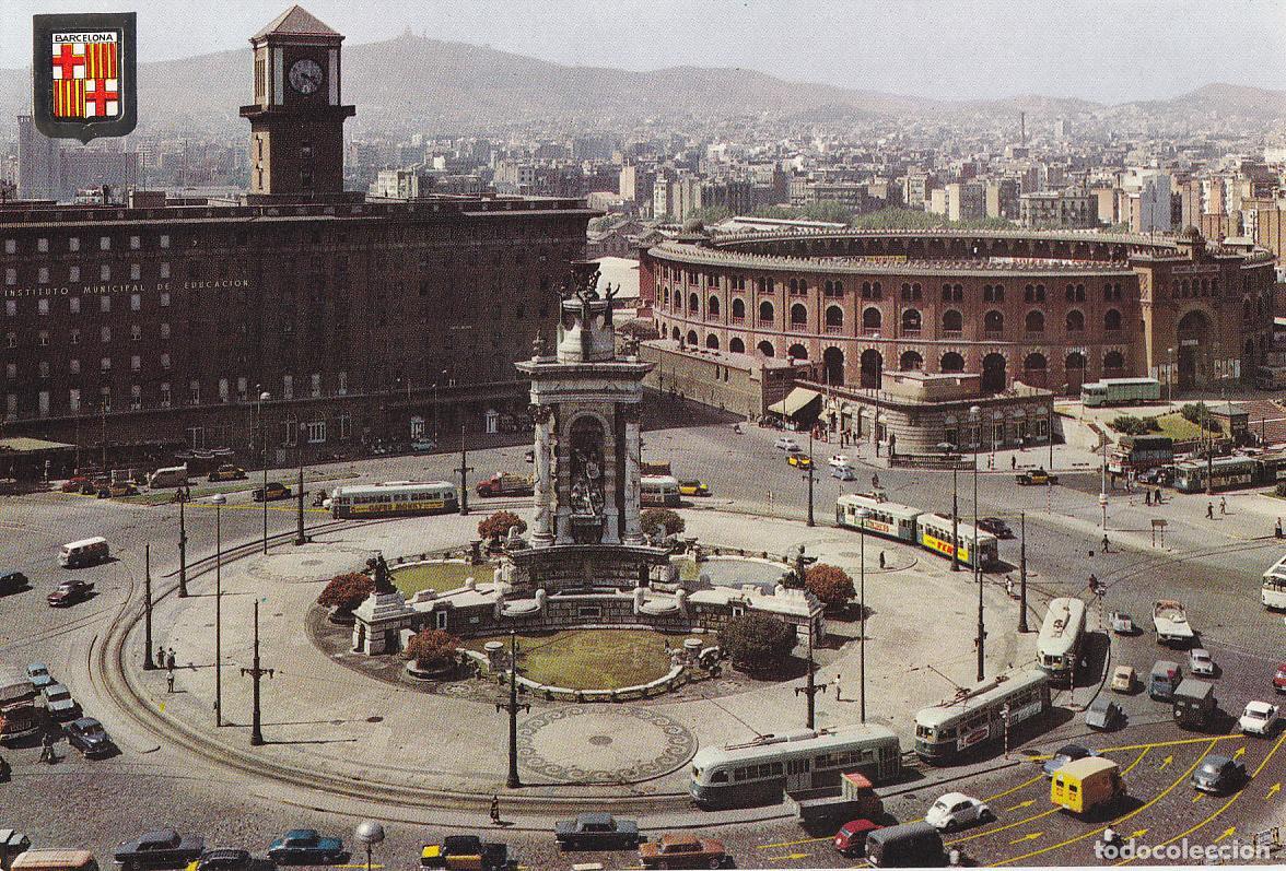 Cartoline: Postal 61277 : Barcelona. Plaza de Espa&ntilde;a al fondo Plaza de Toros Arenas - Varios