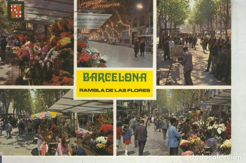 Cartoline: Postal 011553: Vistas varias de las ramblas de las flores de Barcelona - Varios