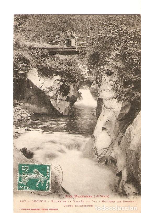 Postcards: Postal 027299 : Luchon - Route de la Vallee du Lye - Goufre de Bonneau, Chute Inferieure. Les Pyrene