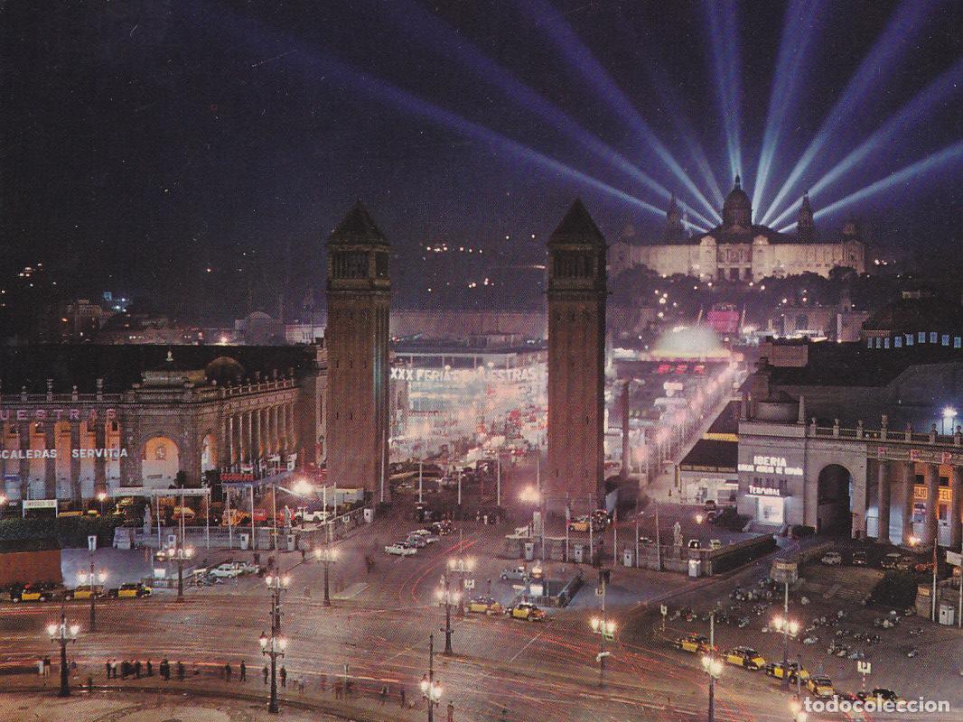 Postais: Postal 61648 : Barcelona Pza. Espa&ntilde;a Pco. Nacional y Fte. Monumental - Varios