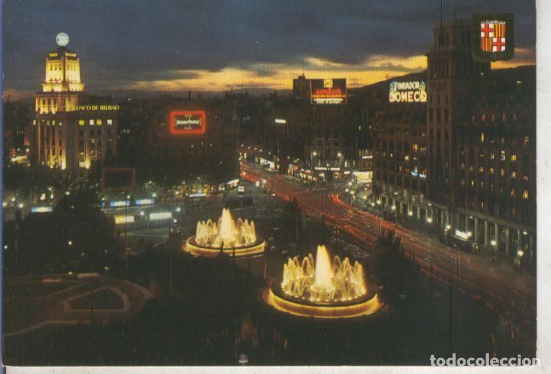 Postkarten: Postal 014779: Vista nocturna de la Plaza de Catalu&ntilde;a de Barcelona - Varios