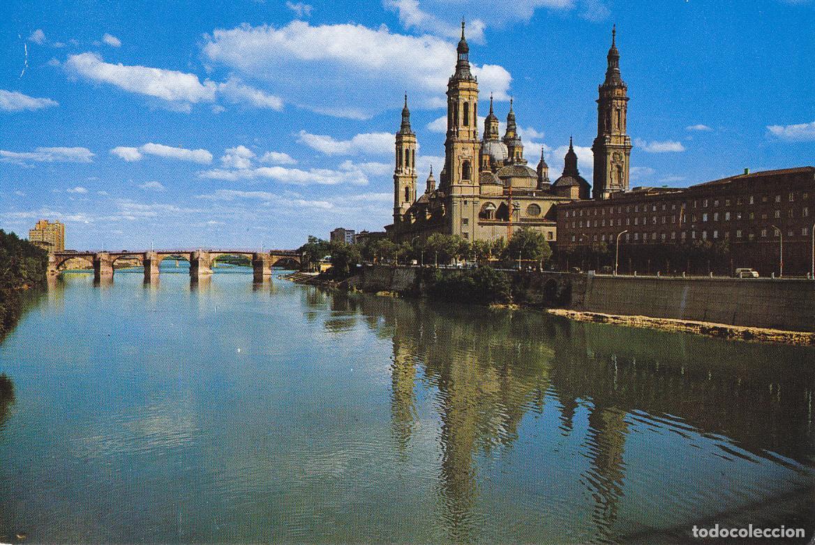 Cartoline: Postal 62109 : Zaragoza. Basilica Ntra. Sra. Del Pilar y rio Ebro al fondo Puente de Piedra - Varios