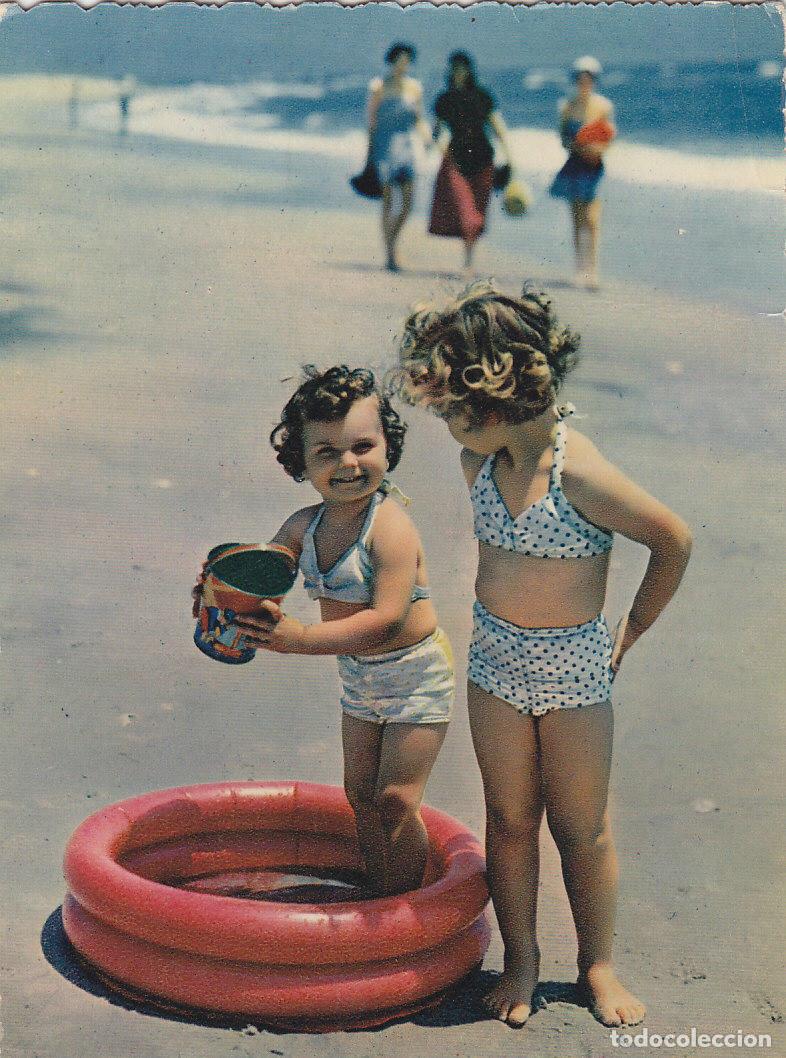 Postkarten: Postal 62143 : Ni&ntilde;as en la playa - Varios