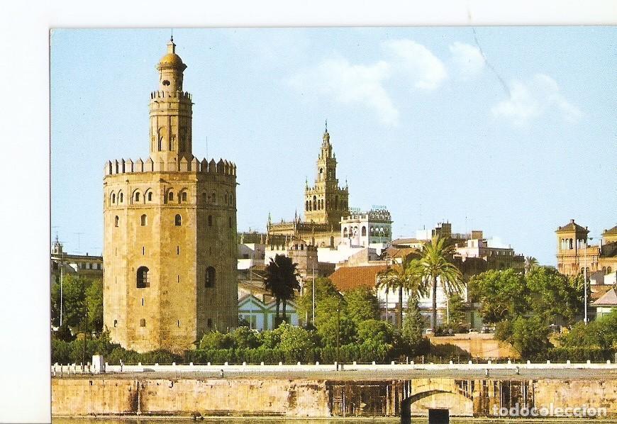 Postkarten: Postal 026601 : La Torre del Oro. Al fondo la Giralda (Sevilla) - Varios