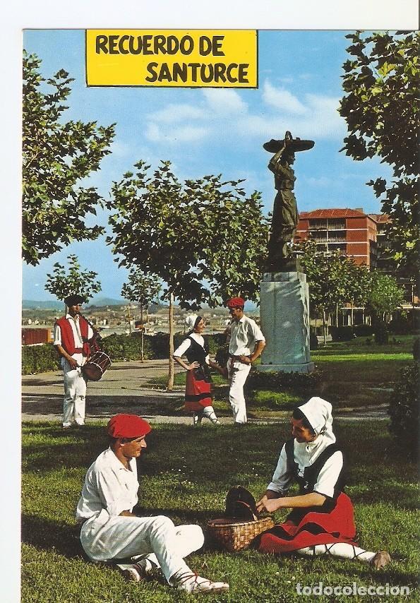 Postcards: Postal 030061 : Santurce Monumento a la Sardinera (Escultor Joaquin Lucarini) Folklore Vasco - Euzko
