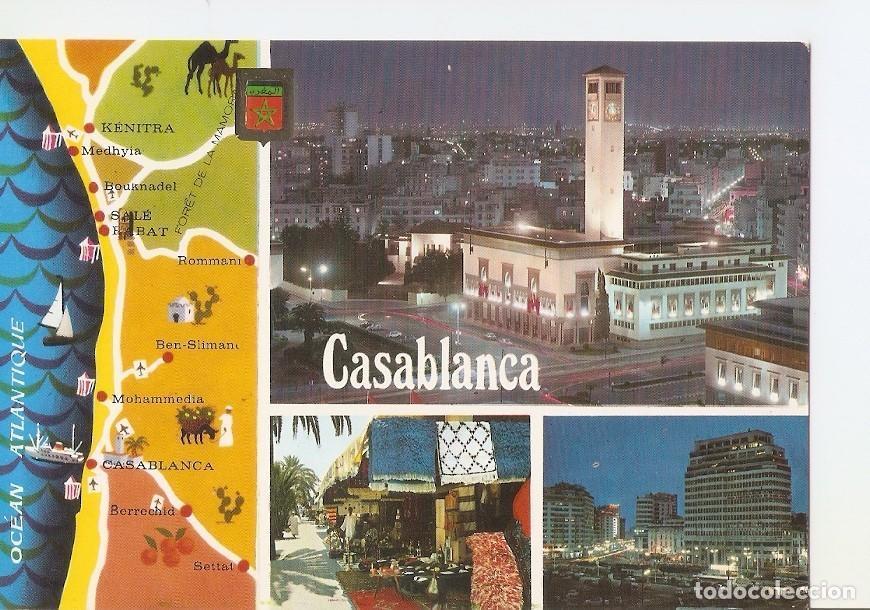 Postkarten: Postal 035032 : Casablanca. Fuente luminosa y musical. Plaza de las Naciones Unidas - Varios