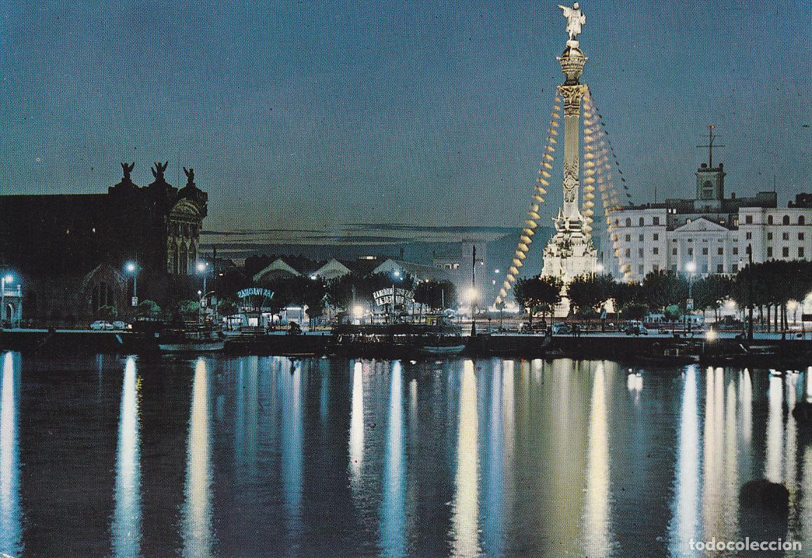 Cartes Postales: Postal 61650 : Barcelona. Puerta de la Paz y Monumento a Colon iluminado - Varios