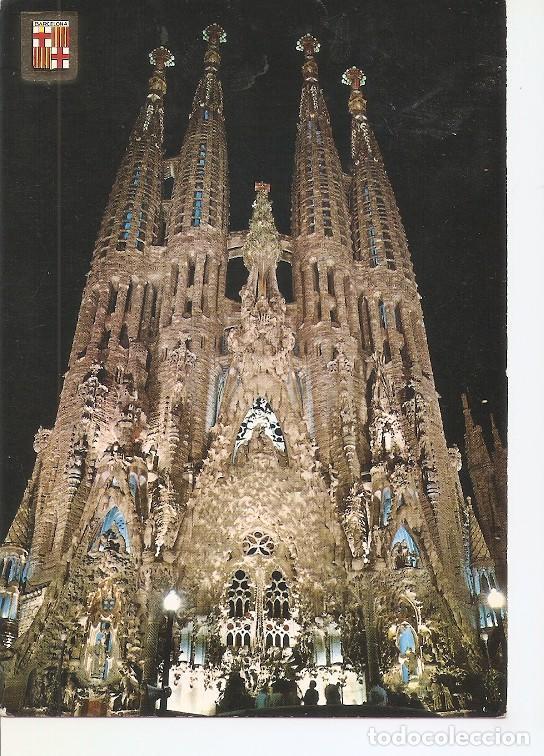 Postales: Postal 050205 : Barcelona. Templo de la Sagrada Familia (Gaudi). Iluminada por Buhigas - Varios